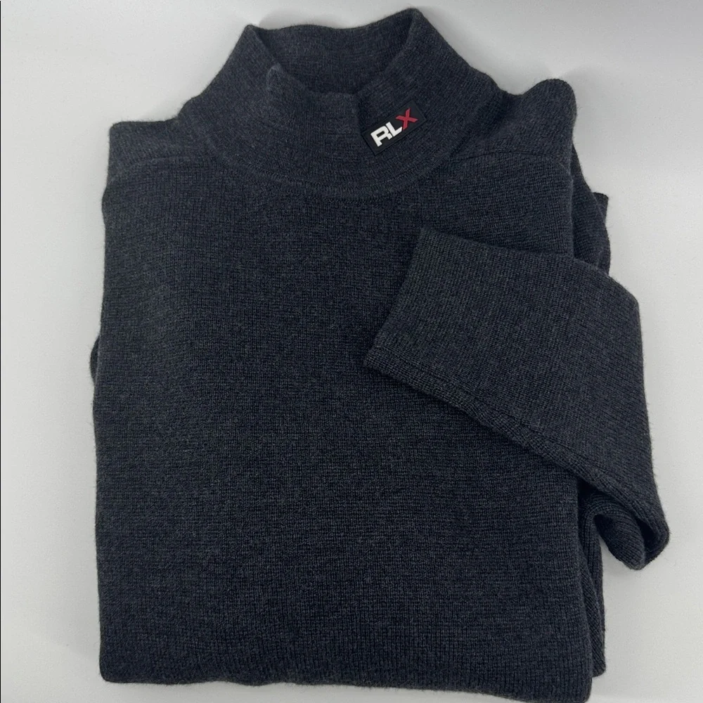 VTG POLO RALPH LAUREN SPORT RLX Technical Ski SWEATER, 100% Wool Dk Gray Large - Picture 1 of 11